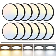 zemty 12Pack LED Flush Mount Ceiling Light, 7Inch 15W 7"(12pack), Black