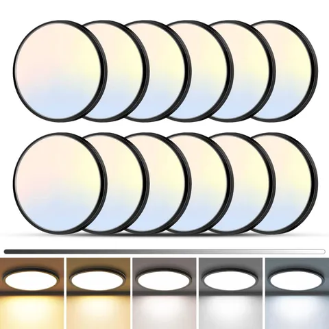 zemty 12Pack LED Flush Mount Ceiling Light, 7Inch 15W 7"(12pack), Black