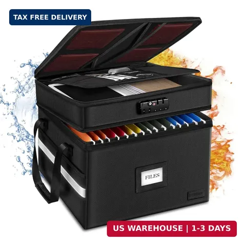 Fireproof File Oganizer with Lock, 2 Layer Fireproof Document Storage Box | Port