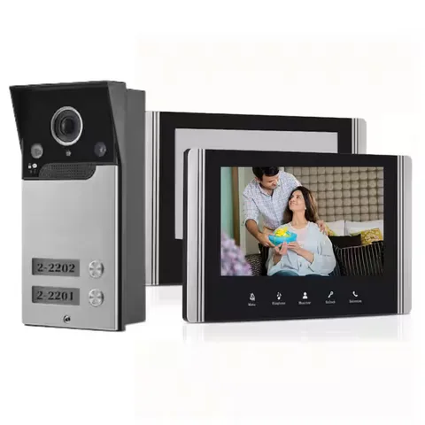 Wired Video Intercom System with 7 In. Screen IR Night Vision Remote Unlock & 2-