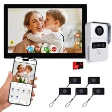 2-Wires Video Intercom System, 1080P Video Doorbell 10 Inch WiFi Monitor