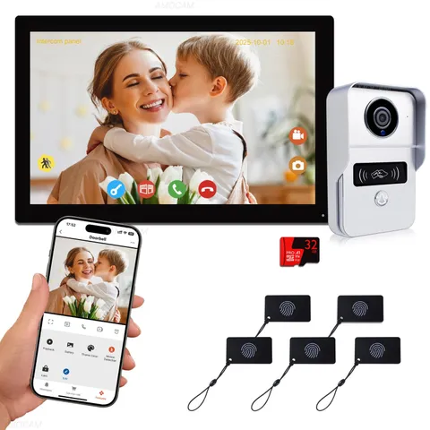 2-Wires Video Intercom System, 1080P Video Doorbell 10 Inch WiFi Monitor