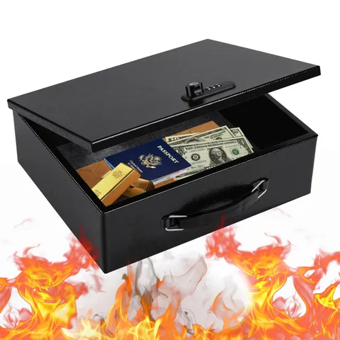 Fireproof Safe Lock Box Metal Home Document Security Cash 13.2x11x4.13 Inch XL
