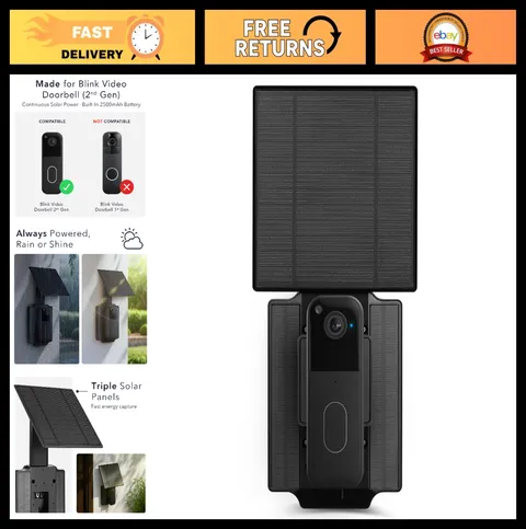 Solar Charger for Blink Video Doorbell - Triple Panels, Built-in Battery, Weathe