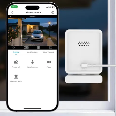 Window Camera, 3MP 2K Indoor Cameras for Home Security with Mounting Sticker,Ai