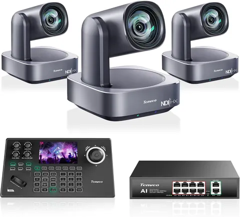 4K PTZ Camera and Conroller Bundle/Kit - 3-Pack 12X Optical Zoom AI Tracking NDI