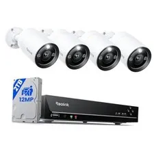 12MP Wired Security Camera System, 4pcs H.265 12 Megapixel UHD PoE