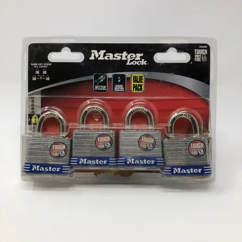 4 Pack Master Lock 3008D Laminated Steel Padlock 1-1/2 NEW SEALED Keyed Alike