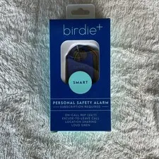 Birdie Birdie+ Smart Personal Safety Alarm Blue Brass Keychain Location Sharing