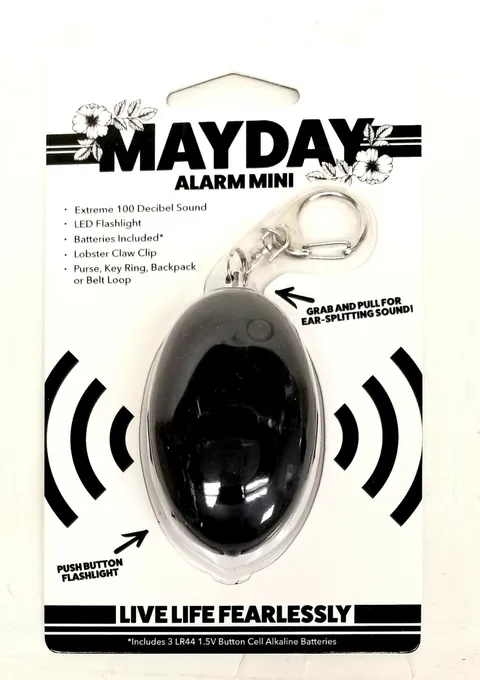 Mayday Mini Loud Alarm Self Defense Personal Emergency LED Keyring SEALED NEW !!