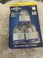 Bunker Hill Security 1.5” Keyed-Alike Padlocks 3 Locks Six Keys Hardened Steel