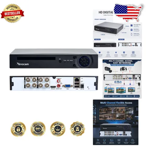 Advanced 8 Channel Hybrid DVR 1080P NVR/AHD/TVI/CVI - Remote Access, USB Backup