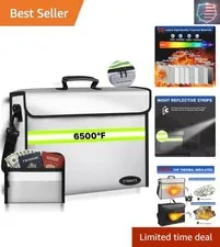 6500°F Large Fireproof Document Organizer with Lock,Upgraded 10 Layers Heat I...