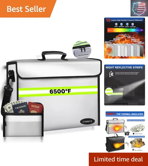 6500°F Large Fireproof Document Organizer with Lock,Upgraded 10 Layers Heat I...