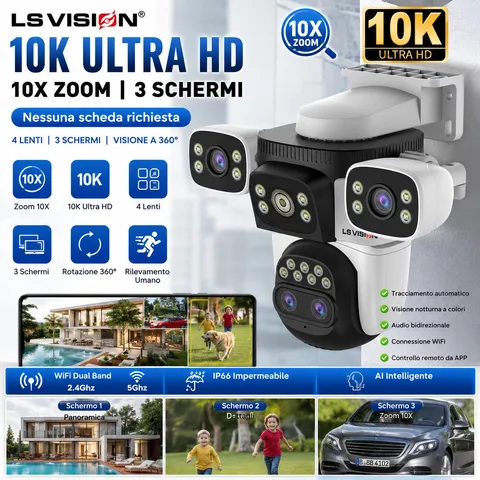 Outdoor WiFi Camera PTZ 10K IP Camera Video Surveillance 10X Zoom AI