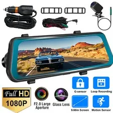 10" HD 1080P Dual Lens Car DVR Dash Cam Video Camera Recorder Rearview Mirror US