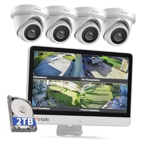 Wired Security Camera System with Monitor Screen, 8 Channel 8MP 4 Dome Cams