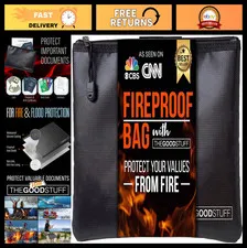 Fireproof Waterproof Money Bag 10"x13" - Zippered Document Holder for Cash, Pape