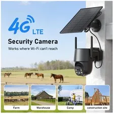 Outdoor Wireless Surveillance Camera, 4G LTE Cellular, Solar