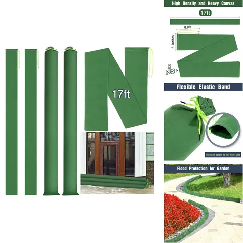 Threan 2 Pcs 17ft Sandbags Flooding, Flood Prevention Sand Tube Bags Thickened