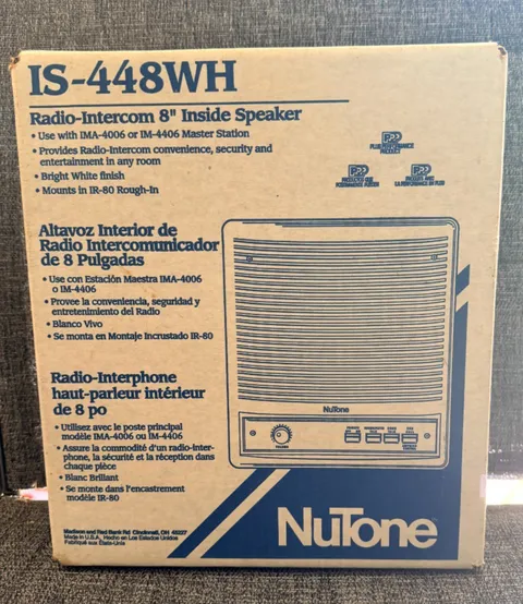 NuTone IS-335WH Radio-Intercom 5" Inside Speaker White New Old Stock in Box