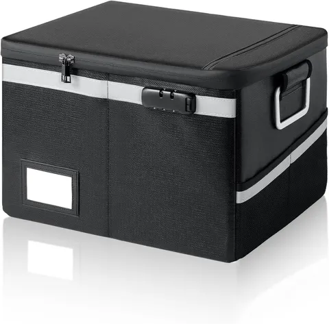 Fireproof Waterproof Document Box with Lock Collapsible Portable File Organizer