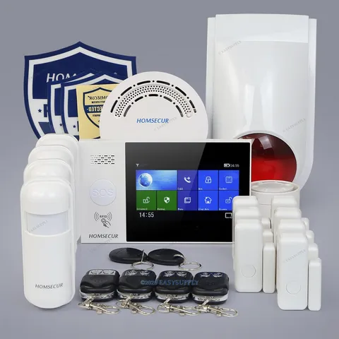 HOMSECUR Wireless WIFI 4G GSM LCD Burglar Alarm System Touch Screen