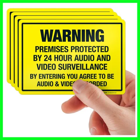 Protect Your Premises with Reflective 24-Hour Surveillance Signs - 5x7 Inches