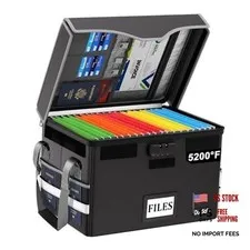 5200°F Fireproof Document Box with 16.2" x 12.6" x 10.7", 1 pack Black