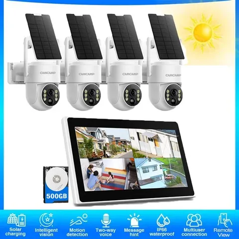 4MP Wireless Home Security Camera System Solar Wifi IP Cameras 10'' Monitor NVR