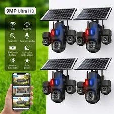 Camara De Seguridad Solar Inalambricas Para Exterior Con Vision Nocturna y Audio