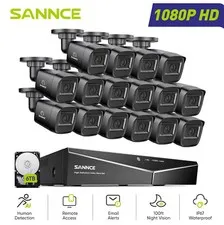 SANNCE 16CH DVR 1080P Outdoor CCTV Security Camera System IR Night AI Detection