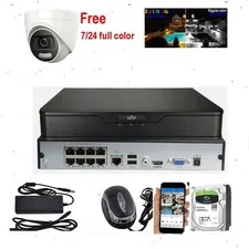Uniview 8 ch NVR System Recorder + free 2TB+ 7/24 night vision full color camera
