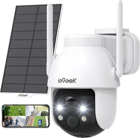 ieGeek Wireless Outdoor Solar Wifi Security Camera 360° PTZ Home Battery CCTV