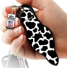 MUNIO Self Defense Keychain Lightweight Kubotan Cow Print