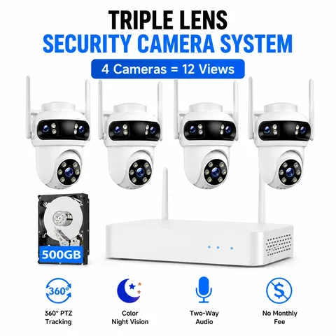 Wireless Security Camera System Pan Tilt 5G WiFi Outdoor Home CCTV 10CH NVR Kit