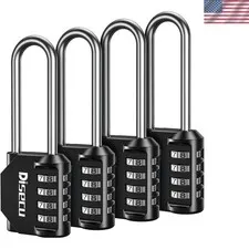 4 Pack 2.6 Inch Long Shackle Combination Lock, 4 Digit Outdoor Waterproof Pad...