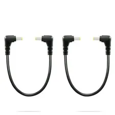 GINTOOYUN 2 PCS DC 5.5MM x 2.5MM 90 Degree Male to Plug Cable, Black