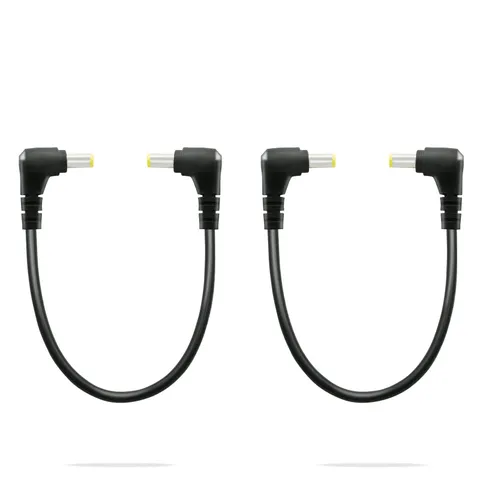 GINTOOYUN 2 PCS DC 5.5MM x 2.5MM 90 Degree Male to Plug Cable, Black