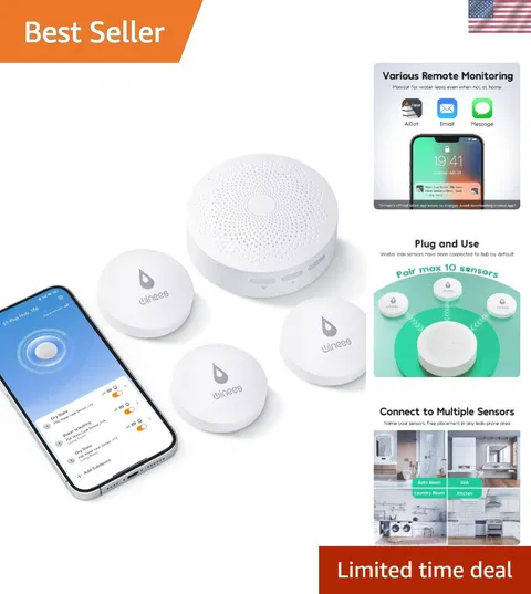 WiFi Water Leak Detector for Home, 3 Pack Water Sensors | with 100dB Adjustab...