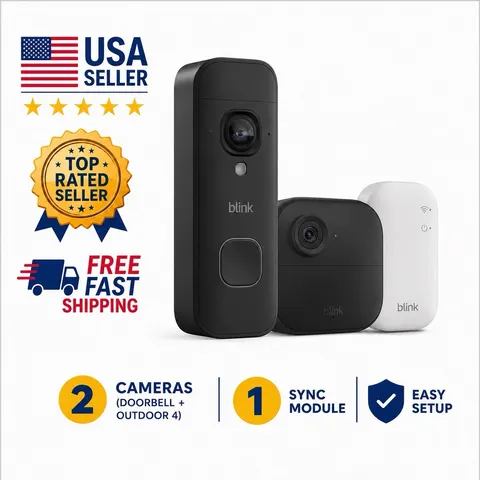 Blink 2K Video Doorbell Plus Outdoor 4 Wireless Camera & Sync Module Core