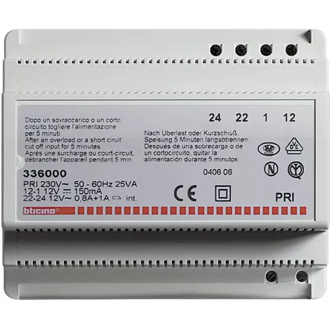 Bticino 336000 Analog Audio Power Supply