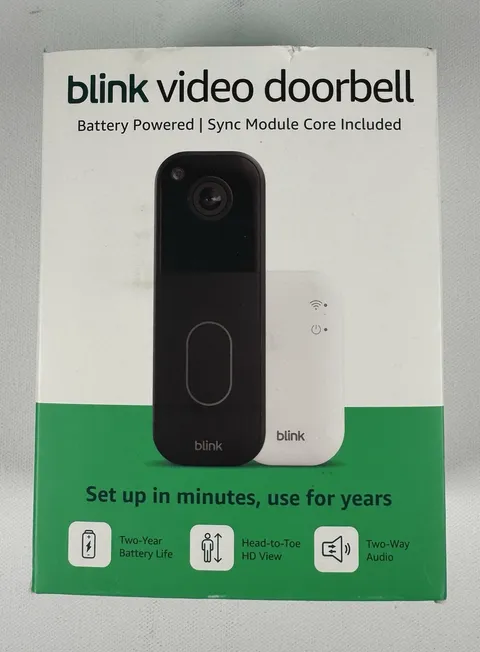 Blink Video Doorbell Battery 2nd Generation w/Sync Module Black - New