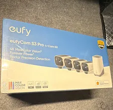eufy eufyCam S3 Pro 4-Cam Kit 4K MaxColor, Wi-Fi HomeKit, Radar Detect