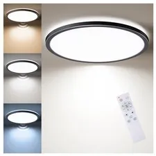 Matane Motion Sensor LED Ceiling Light with Remote, 12 12Inch, 12Inch Black