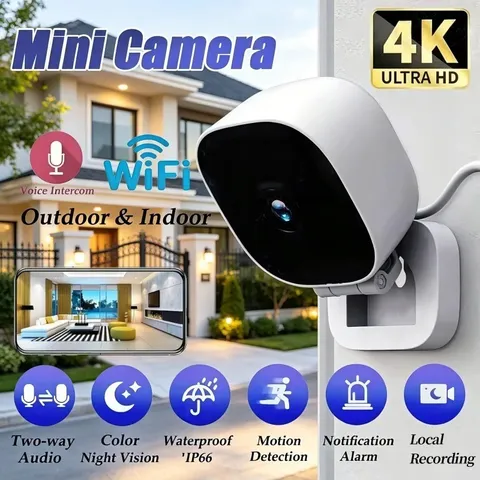 4K Mini Security Camera Full Color Night Vision Wifi Monitor IP65
