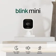 Blink Mini - Compact indoor plug-in smart security camera, 1080p HD video,