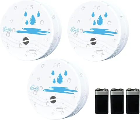 3 Pack Water Leak Detectors for Home, 100Db Waterproof Water Sensor Alarm Leak D