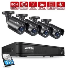 ZOSI H.265+ 5MP 8CH 1080P Outdoor CCTV Security Camera System 1TB IR Nigh Vision