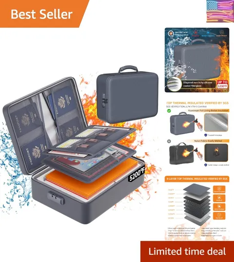 5200°F Document Organizer with Lock,Upgraded Heat Insulated Fireproof＆Waterpr...